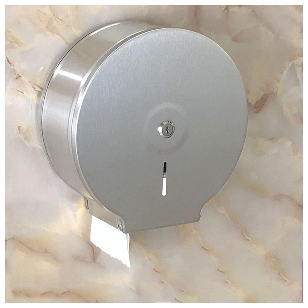 Tissue Box Holder, Napkin Holder Wall-mounted Commercial Paper Towel Dispenser, Extra Large Toilet Paper Dispenser, Stainless Steel for Commercial Or Household Use with a Key and Lock Pumping Paper Ca