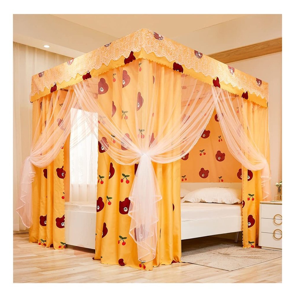 ZYYWX Bed Canopy Luxury Princess Bed Canopy, Double Layer Bed Curtain Mosquito Net with Bracket, Shading and Dustproof (Color : A6, Size : 150x200x200cm)