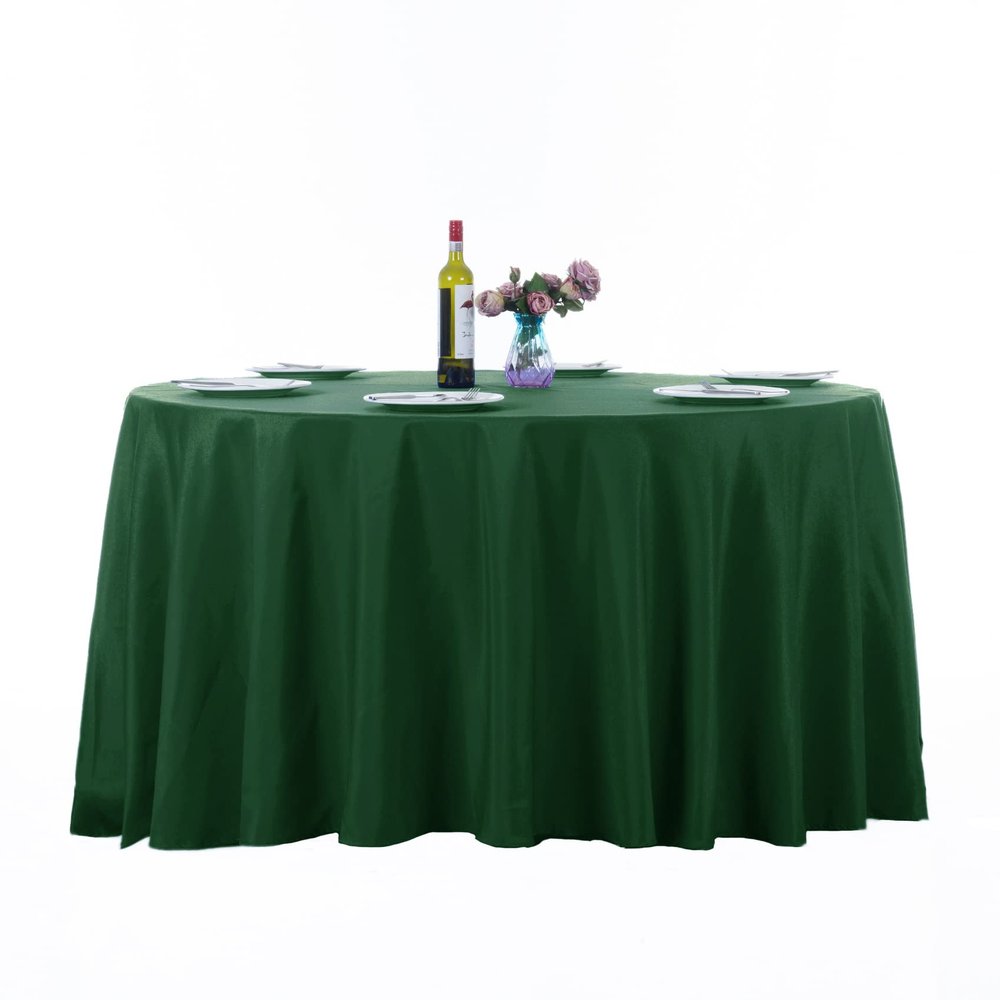 Ascoza 2pack 120 Inch Hunter Round Tablecloth in Washable Polyester Fabric for Wedding/Banquet/Restaurant/Parties