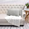 BYTIDE Pleated Striped Velvet Decorative Lumbar Throw Pillow Covers 14 x 26 Inches Set of 2, Soft Chic Rectangular Cushion Case Pillowcase for Couch Bed Sofa Car Bedroom Living Room, Silver Gray view 2