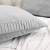 BYTIDE Pleated Striped Velvet Decorative Lumbar Throw Pillow Covers 14 x 26 Inches Set of 2, Soft Chic Rectangular Cushion Case Pillowcase for Couch Bed Sofa Car Bedroom Living Room, Silver Gray view 3