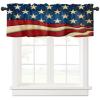 4th of July Windows Valances Curtain American Flag Stripes Stars Patriotic Independence Day Valances Rod Pocket Blue Red Rustic Window Treatment Short Topper Curtains for Kitchen Living Bedroom,54x18 view 1