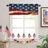 4th of July Windows Valances Curtain American Flag Stripes Stars Patriotic Independence Day Valances Rod Pocket Blue Red Rustic Window Treatment Short Topper Curtains for Kitchen Living Bedroom,54x18 view 3