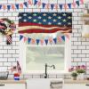 4th of July Windows Valances Curtain American Flag Stripes Stars Patriotic Independence Day Valances Rod Pocket Blue Red Rustic Window Treatment Short Topper Curtains for Kitchen Living Bedroom,54x18 view 4