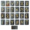 Crocon Grey Aventurine Rectangle Shape Gemstone Runes with Elder Futhark Alphabet Engraved 25 pcs Rune Set Crystal Divination Metaphysical Reiki Healing Chakra Runes Set with a Pouch Size : 2025mm view 1