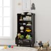 UTEX Toy Storage, Kids Bookshelf and Toy Organizer Cabinet, Kids Bookcase with Blackboard and Cubbies, Open Bookshelves Display Stand for Toddlers, Espresso view 2