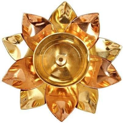Frienemy Presents Skim Brass Lotus Shaped Diya for Pooja/Worship and Decoration, Golden_Pack of 1, (5 Inch) #Frienemy-047