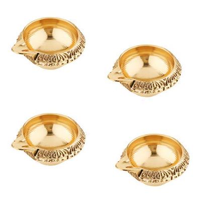 Frienemy Presents Handmade Pure Brass Kuber Diya Puja Brass Oil Lamp Set of 4 Kuber Diya (1.5 Inch) #Frienemy-569