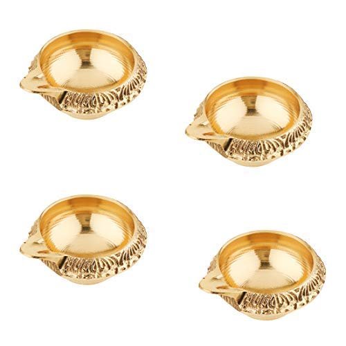 Frienemy Presents Handmade Pure Brass Kuber Diya Puja Brass Oil Lamp Set of 4 Kuber Diya (1.5 Inch) #Frienemy-569