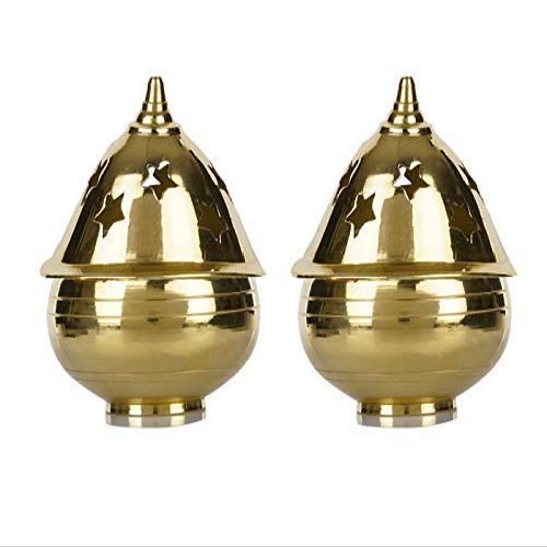 Frienemy Presents Brass Apple Shape Akhand Diya with Designed Star Holes On Top (Gold) #Frienemy-836