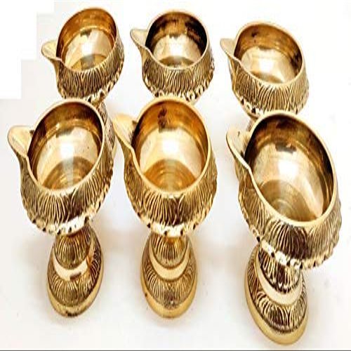 Frienemy Presents Handcrafted Solid Brass Diya .Diameter Size 2.7 Inch .Beautiful Design Brass Pooja Deepak .Indian Pooja Oil Diya .Brass Pooja Lamp.Diwali Gifts .Set #Frienemy-141