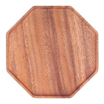 Greensen Wooden Serving Tray, Wooden Tray Vintage Tray Serving Tray for Breakfast Tea Coffee Table Tray, for Fruits Candy Food Home Decoration Octagon(25 * 25 * 2cm)