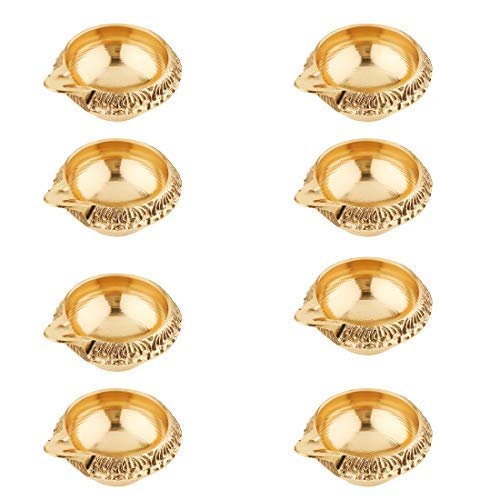 Frienemy Presents Handmade Pure Brass Kuber Diya Puja Brass Oil Lamp Set of 8 Kuber Diya (1.5 Inch) #Frienemy-733
