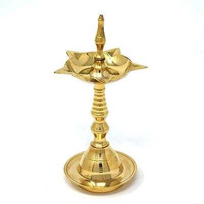 Frienemy Presents Decorative Design Brass Oil Diya Lamp for Puja/Living Room (10 Inch, Gold_Color) #Frienemy-107