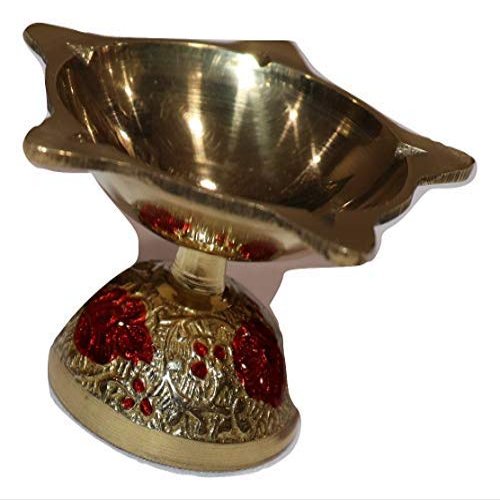 Frienemy Presents Brass Diya Oil Lamp/Pital Jyot Diva/Pooja Deepak/Table Diaa - Unique Design, Home Decorative Oil Lamp for Puja, Office Decor, Diwali Decoration, Frienemy-358