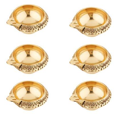 Frienemy Presents Handmade Pure Brass Kuber Diya Puja Brass Oil Lamp Set of 6 Kuber Diya (1.5 Inch) #Frienemy-705