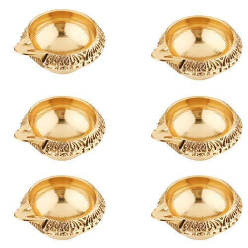 Frienemy Presents Handmade Pure Brass Kuber Diya Puja Brass Oil Lamp Set of 6 Kuber Diya (1.5 Inch) #Frienemy-705