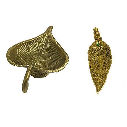 Frienemy Presents Golden Brass Leaf Shape Diya Dia Oil Lamp and Agarbatti Stand for Puja Decoration Lightning #Frienemy-593