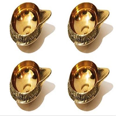 Frienemy Presents Brass Diya for Diwali Decoration | Gifts | Pooja Item Small Designer Brass Diya Pack of 4#Frienemy-602