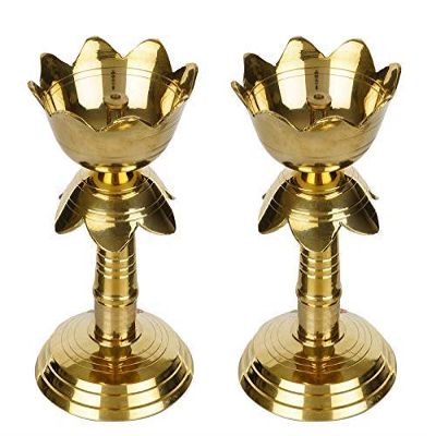 Frienemy Presents Decorative Oxidised Gold Finished Kamal Diya Stand (11 Cm Height) - Pack of 2#Frienemy-857