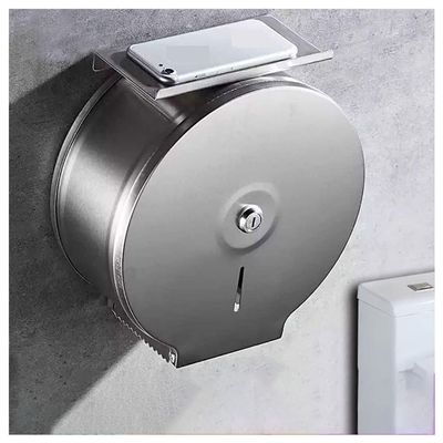Tissue Box Holder, Napkin Holder Wall-mounted Commercial Paper Towel Dispenser, Extra Large Toilet Paper Dispenser, Stainless Steel for Commercial Or Household Use with a Key and Lock Pumping Paper Ca