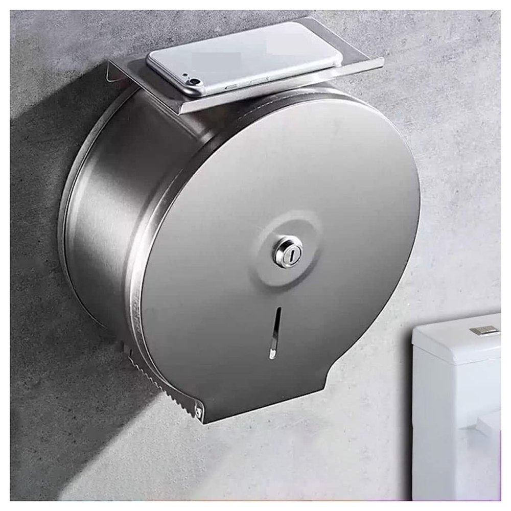 Tissue Box Holder, Napkin Holder Wall-mounted Commercial Paper Towel Dispenser, Extra Large Toilet Paper Dispenser, Stainless Steel for Commercial Or Household Use with a Key and Lock Pumping Paper Ca