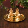Frienemy Presents Pooja Thali Set for Aarti Home - Metal Laxmi Ganesh Idol Showpiece -Bhai Dooj Duj Traditional Diya Oil Puja Lamp - Agarbatti Incense Stick Holders - #Frienemy-759 view 3