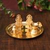 Frienemy Presents Pooja Thali Set for Aarti Home - Metal Laxmi Ganesh Idol Showpiece -Bhai Dooj Duj Traditional Diya Oil Puja Lamp - Agarbatti Incense Stick Holders - #Frienemy-759 view 4