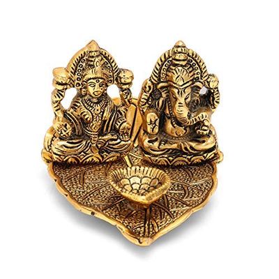 Frienemy Presents Lakshmi Ganesh Idol Diya Oil Lamp Deepak Metal Lakshmi Ganesha Showpiece Statue Traditional Diya for Diwali Puja Diwali Home Decoration Items Gift #Frienemy-791