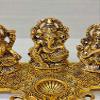 Frienemy Presents Golden Metal Diwali Decorative Laxmi Ganesha Saraswati Sitting Diya Statue - Puja Diya- Lakshmi Ganesh Saraswati Showpiece Oil Lamp Diya Decoration #Frienemy-357 view 2