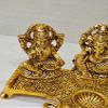Frienemy Presents Golden Metal Diwali Decorative Laxmi Ganesha Saraswati Sitting Diya Statue - Puja Diya- Lakshmi Ganesh Saraswati Showpiece Oil Lamp Diya Decoration #Frienemy-357 view 4