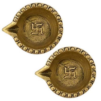 Frienemy Presents Indian Diwali Oil Lamp Pooja Diya Brass Light Puja Decorations Mandir Decoration Items Handmade Table Home Backdrop Decor Lamps Made in Decorative #Frienemy-779