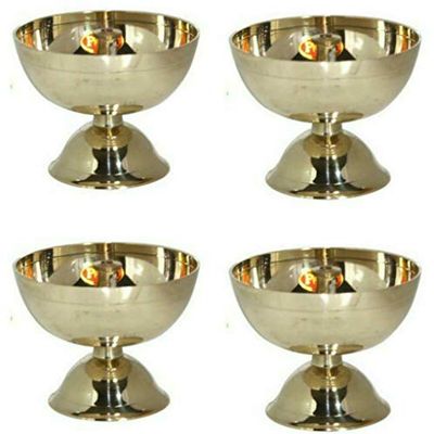 Frienemy Presents Moradabad Metal World Brass Kamal Akhand Diya Oil Lamp for Pooja Purpose and Diwali Size:-4.3X5.3 Cm(Set of 4)(0No.) #Frienemy-867