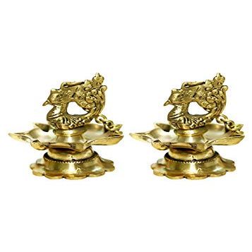 Frienemy Presents Peacock Wall Hanging Brass Diya Oil Lamp Home Decor (15X3X3-Inch, Weight -240 G) - Pack of 2#Frienemy-381