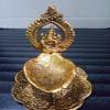 Frienemy Presents Oxidized White Metal Gold Plated Plated Laxmi Ganesha Idol Murti Sitting Diya Statue Decorative Showpiece Oil Lamp for Gifts Corporate Puja (Standard #Frienemy-435 view 2