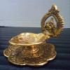 Frienemy Presents Oxidized White Metal Gold Plated Plated Laxmi Ganesha Idol Murti Sitting Diya Statue Decorative Showpiece Oil Lamp for Gifts Corporate Puja (Standard #Frienemy-435 view 4