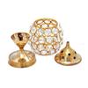 Frienemy Presents Akhand Diya Decorative Brass Crystal Oil Tea Light Holder Lantern Oval Shape Puja Lamp (Gold, Small) #Frienemy-656 view 3