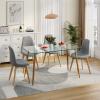 Tangkula Glass Dining Table, Modern Rectangular Table with Tempered Glass & Black Steel Legs, Simplistic Kitchen Versatile Table for Home Office view 2