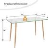 Tangkula Glass Dining Table, Modern Rectangular Table with Tempered Glass & Black Steel Legs, Simplistic Kitchen Versatile Table for Home Office view 3