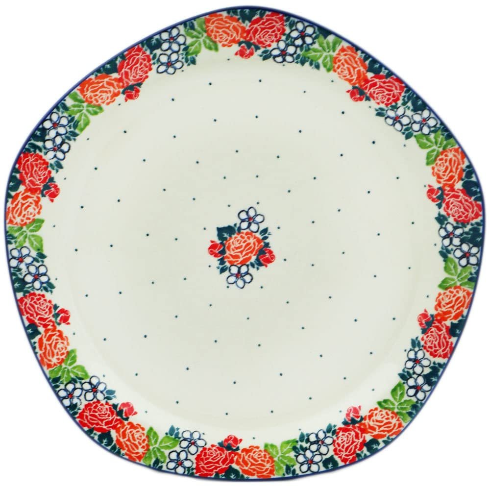 Polmedia Polish Pottery Lunch Plate - Spring's Arrival Pattern Handmade in Boleslawiec Poland by Ceramika Artystyczna + Certificate of Authenticity