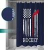 YOKOU Hockey Shower Curtain, Sport Theme American Flag Blue Polyester Fabric Bath Curtains with Hooks for Bathroom Showers Stalls Bathtubs, 72"x72" view 3