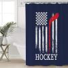 YOKOU Hockey Shower Curtain, Sport Theme American Flag Blue Polyester Fabric Bath Curtains with Hooks for Bathroom Showers Stalls Bathtubs, 72"x72" view 4