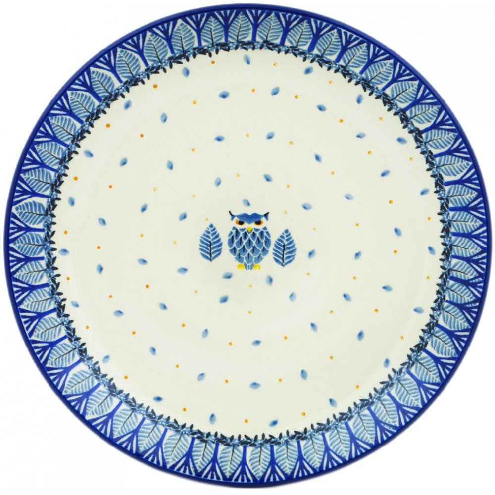 Polmedia Polish Pottery Dinner Plate UNIKAT - Pastel Hooter Pattern Handmade in Boleslawiec Poland by Ceramika Artystyczna + Certificate of Authenticity