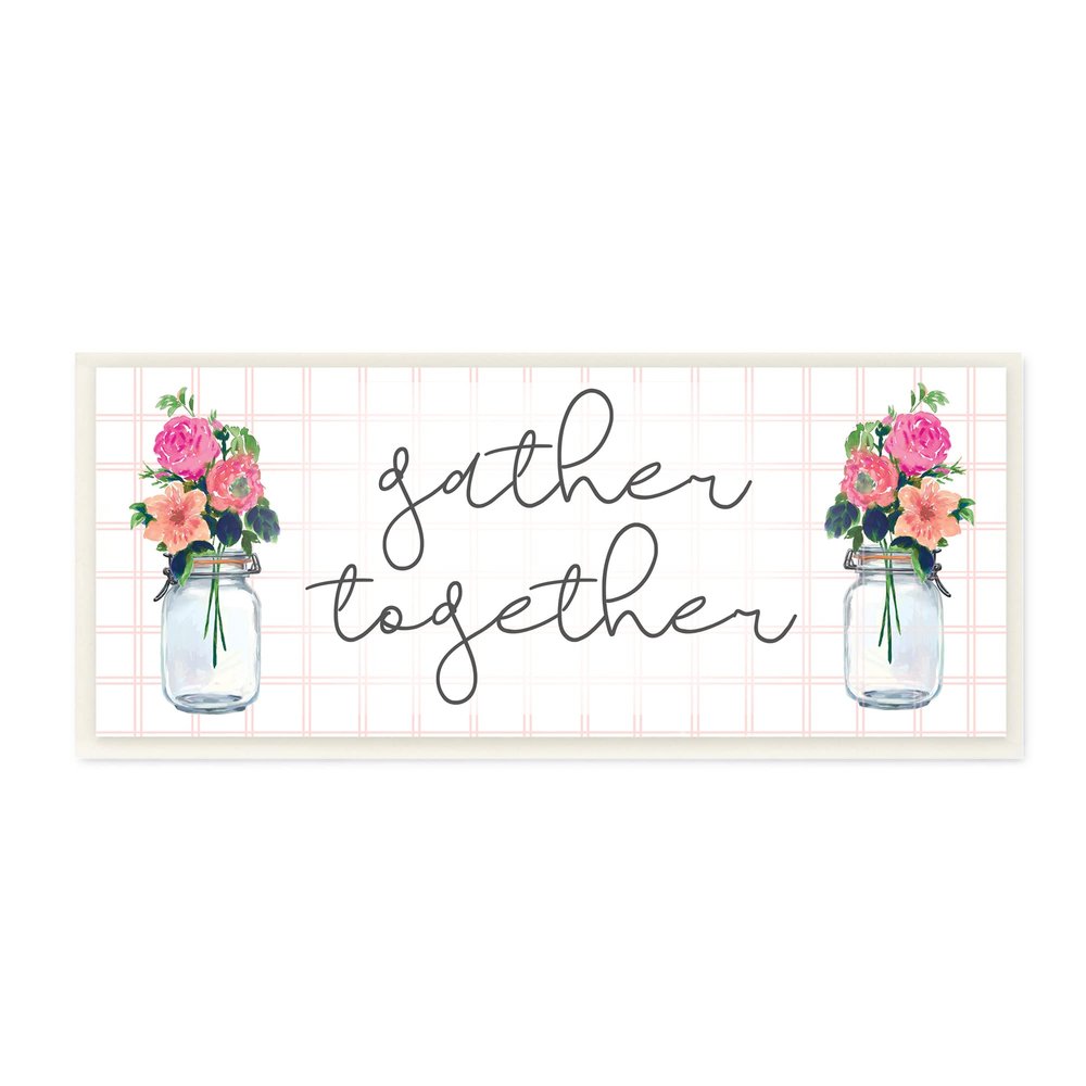 Stupell Industries Gather Together Jar Floral Bouquet Geometric Kitchen Pattern, Design by Dogwood Portfolio