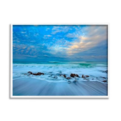 Stupell Industries Rocky Shoreline Beach Waves Clear Sky Time-lapse, Design by Patrick Zephyr