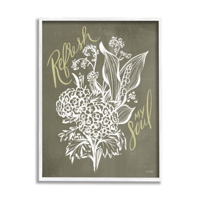 Stupell Industries Refresh My Soul Botanical Flower Leaf Sprouts Stencil, Design by House Fenway