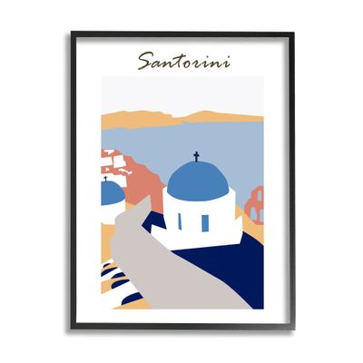 Stupell Industries Coastal Cliff Town Santorini Minimalistic Travel Illustration, Design by Melissa Wang