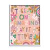 Stupell Industries One Amazing Day Motivational Phrase Children's Flower Rainbows, Design by Lisa Perry Whitebutton view 1