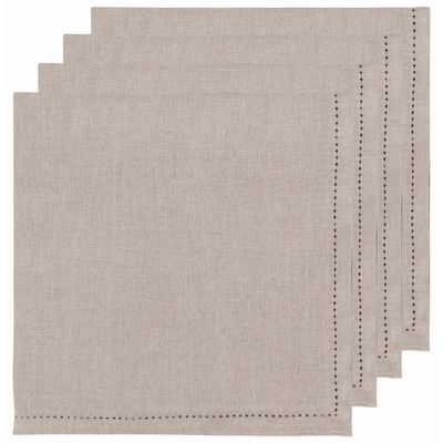 Danica Heirloom 18" x 18" Linen Napkins (Set of 4) | Natural Hemstitch