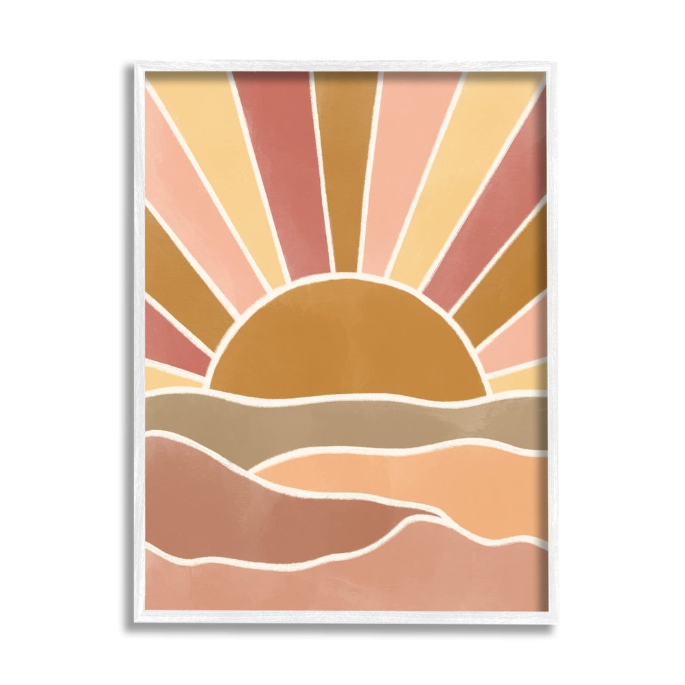 Stupell Industries Hilly Sunrise Beams Boho Landscape Geometric Pattern, Design by Taylor Shannon Designs